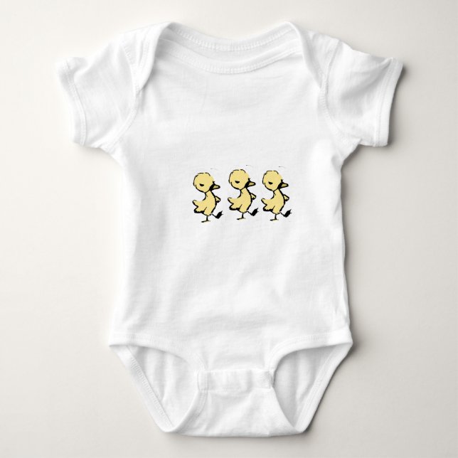 Cute Three Little Ducklings Baby Bodysuit (Front)