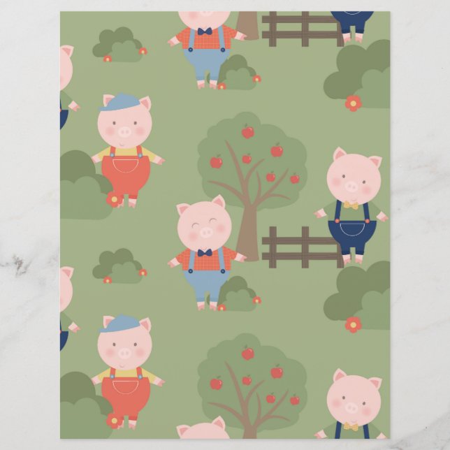 Cute Three Little Pigs Paper Sheet (Front)