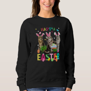 Cute Three Maine Coon Cats Wear Bunny Ears Happy E Sweatshirt