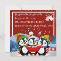 Cute Three Penguins Singing Jingle Bells