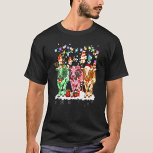 Cute Three Reindeer Santa Cows Christmas T-Shirt