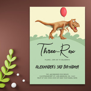 Cute Three-Rex Dinosaur Birthday Party  Invitation