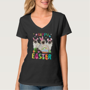 Cute Three Siamese Cats Wearing Bunny Ears Happy E T-Shirt