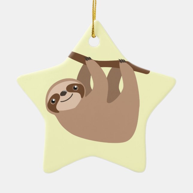 Cute Three-Toed Sloth Ceramic Tree Decoration (Front)