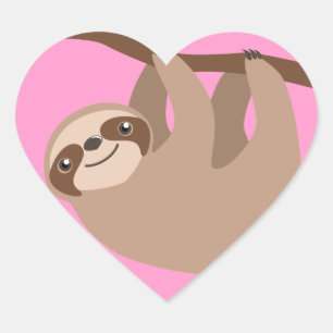 Cute Three-Toed Sloth Heart Sticker