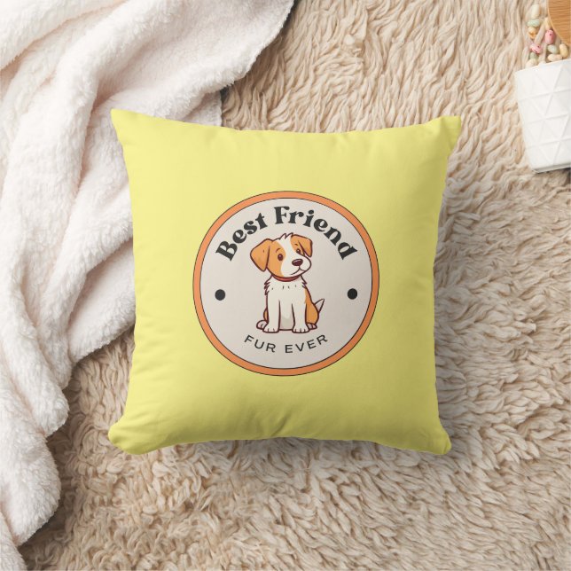 CUTE! Throw Pillow - Best Friend Fur Ever - Puppy (Blanket)