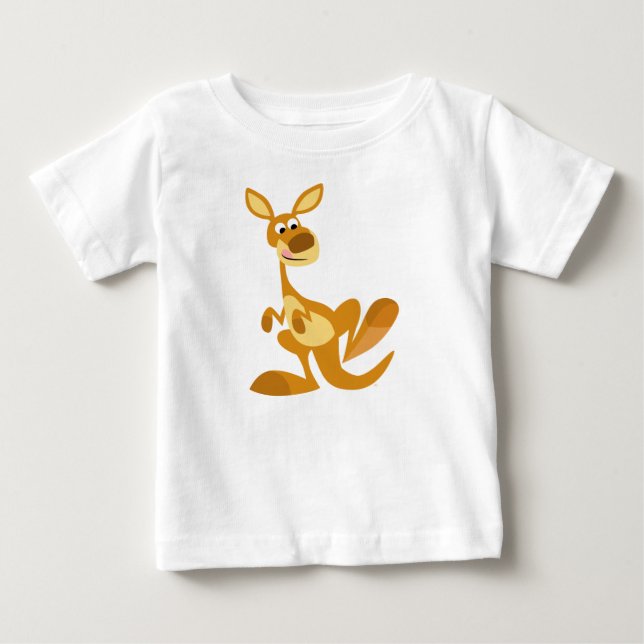 Cute Thumping Cartoon Kangaroo Baby T-Shirt (Front)