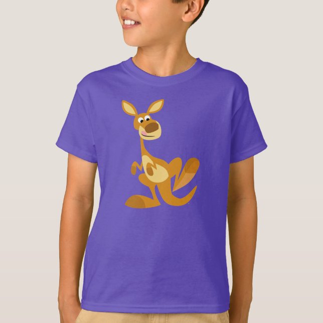 Cute Thumping Cartoon Kangaroo Children T-Shirt (Front)
