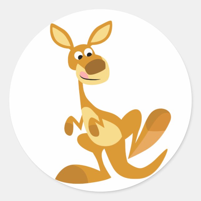 Cute Thumping Cartoon Kangaroo Sticker (Front)