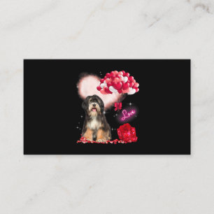 Cute Tibetan Terrier Balloon Heart Valentines Day  Business Card
