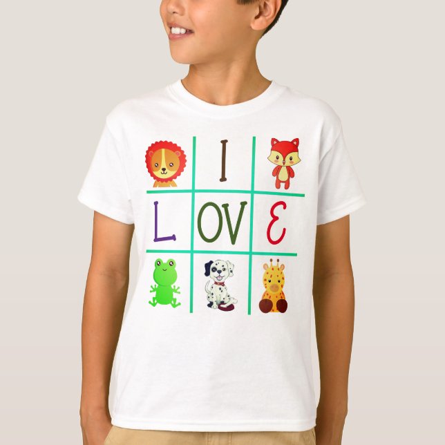 Cute tic tac toe animals personalised  T-Shirt (Front)