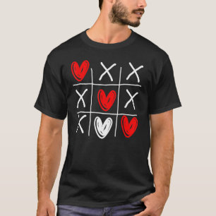 Cute Tic Tac Toe Hearts Valentines Day T-Shirt
