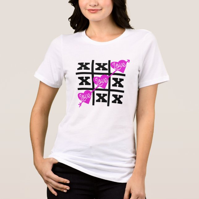 Cute Tic Tac Toe Valentines Hearts Shirt  (Front)