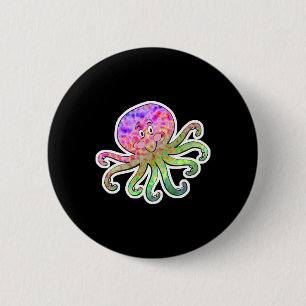 cute tie dye octopus 6 cm round badge