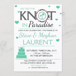 Cute Tied the Knot in Paradise Beach Wedding Invitation
