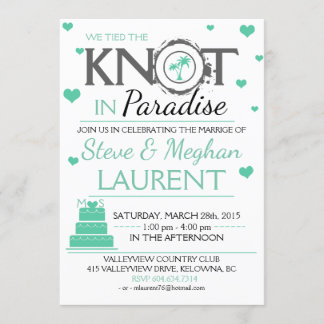 Cute Tied the Knot in Paradise Beach Wedding Invitation