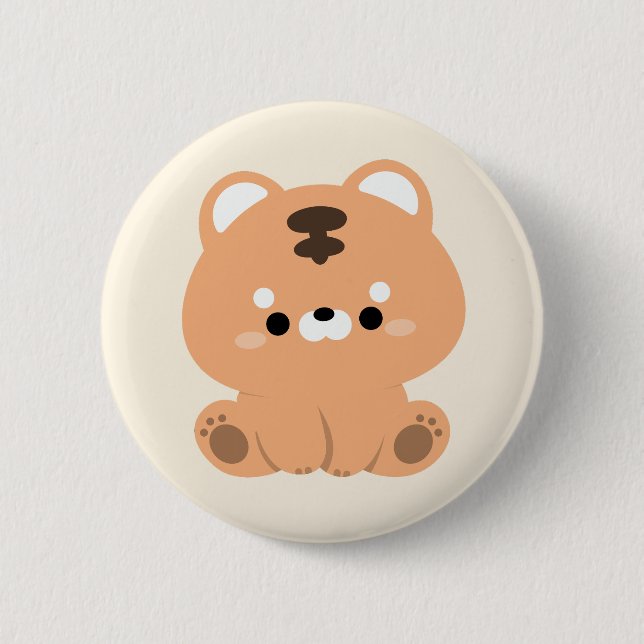 Cute Tiger 6 Cm Round Badge (Front)