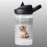 Cute tiger add name with stars kids grey water bottle<br><div class="desc">CamelBak Eddy® water bottle for kids.
Personalise with a name.
This water bottle features a cute tiger with stars in the colours grey and white.</div>