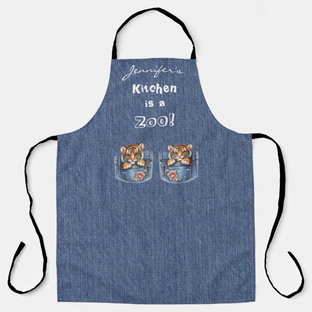Cute Tiger All-Over Print Apron (Front)