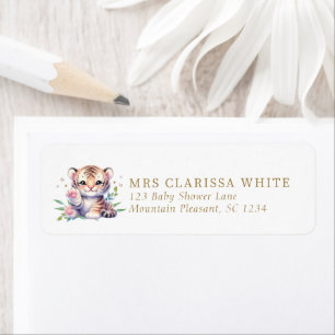 Cute Tiger Baby Shower Return Address
