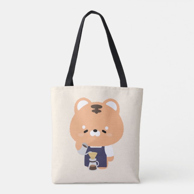 Cute Tiger Barista Tote Bag (Back)