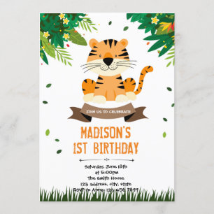 Cute tiger birthday invitation