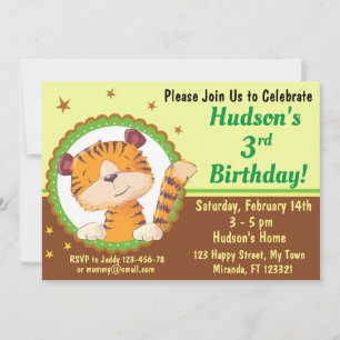 Cute tiger birthday invitation