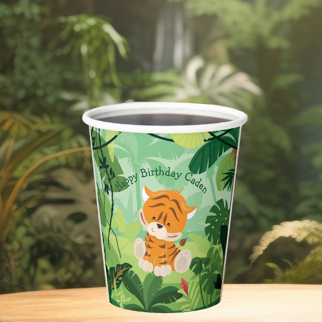Cute Tiger Birthday Party Custom Kids Safari Paper Cups (Creator Uploaded)