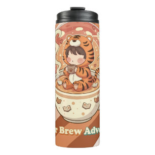 Cute Tiger Coffee Book Art Thermal Tumbler