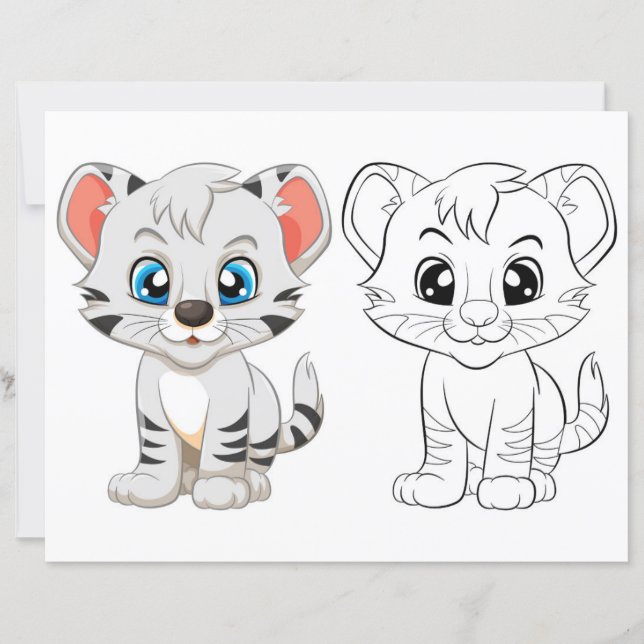 Cute tiger colouring page  (Front)