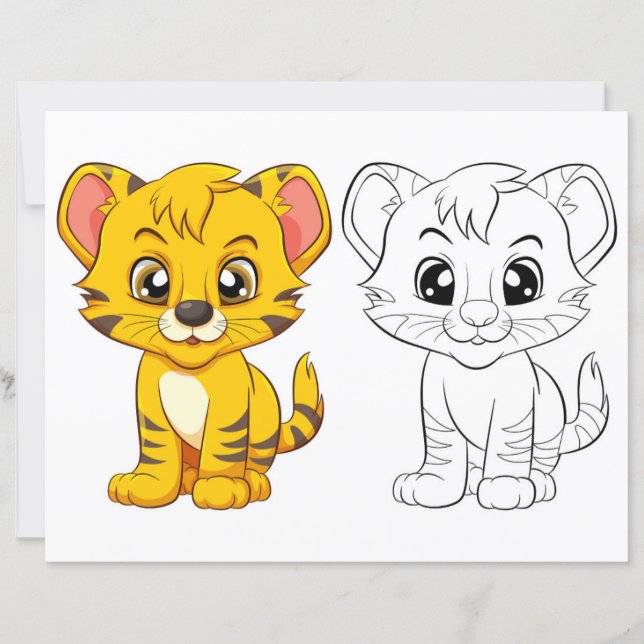 Cute tiger colouring page (Front)