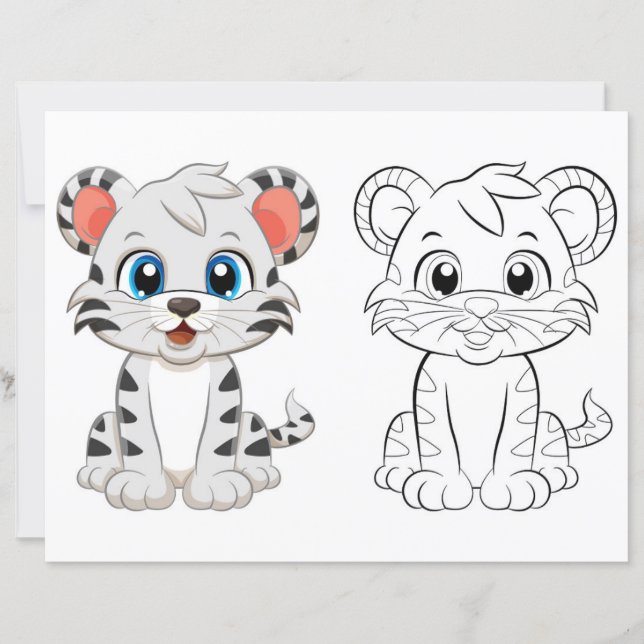 Cute tiger colouring page  (Front)