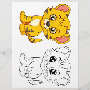 Cute tiger colouring page