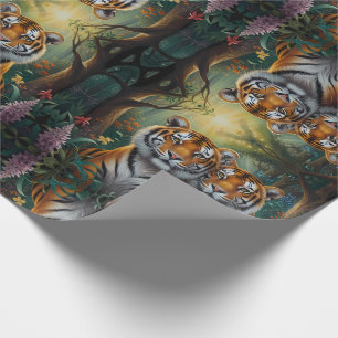 Cute Tiger Couple in forest Wrapping Paper