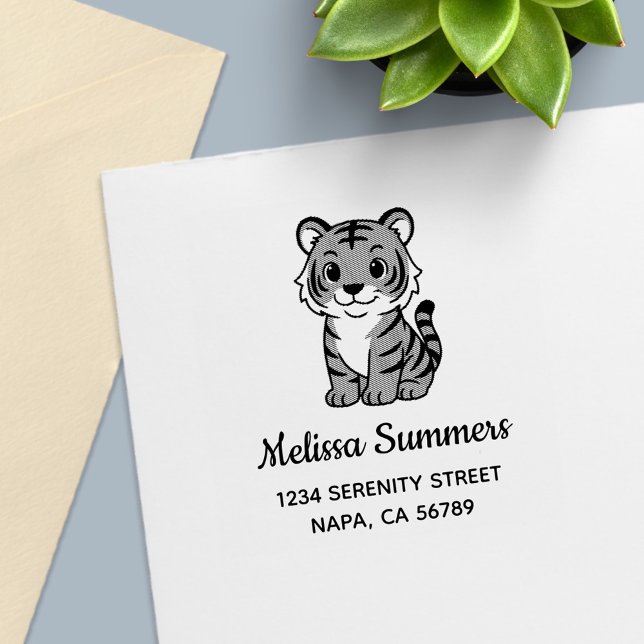 Cute Tiger Cub Address Self-inking Stamp (Creator Uploaded)