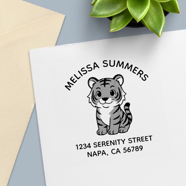 Cute Tiger Cub Arch Address Self-inking Stamp (Creator Uploaded)