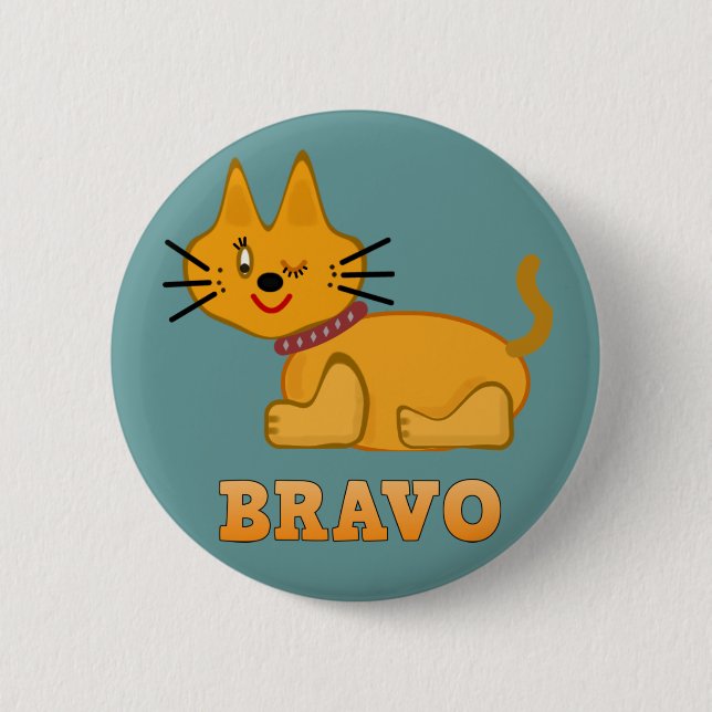 Cute tiger cub cat animal pet brave bravo cartoon 6 cm round badge (Front)