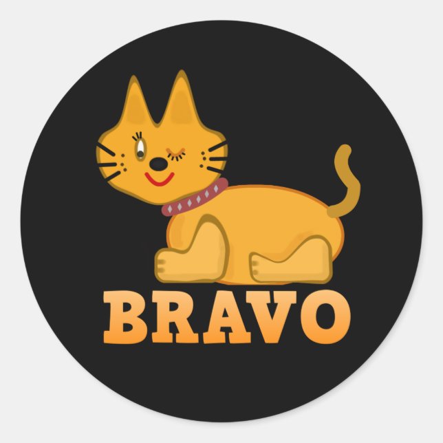 Cute tiger cub cat animal pet brave bravo cartoon classic round sticker (Front)