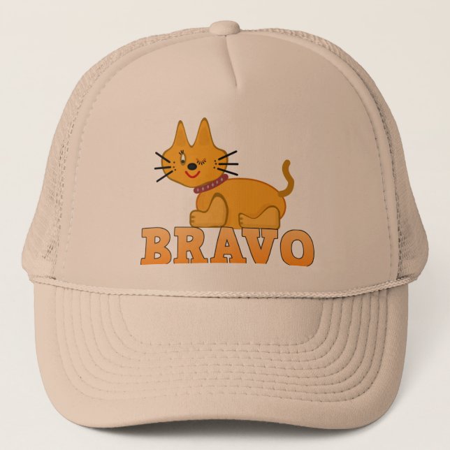 Cute tiger cub cat animal pet brave bravo cartoon trucker hat (Front)