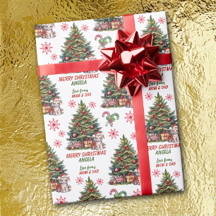 Cute Tiger Cub Christmas Tree Kids Wrapping Paper