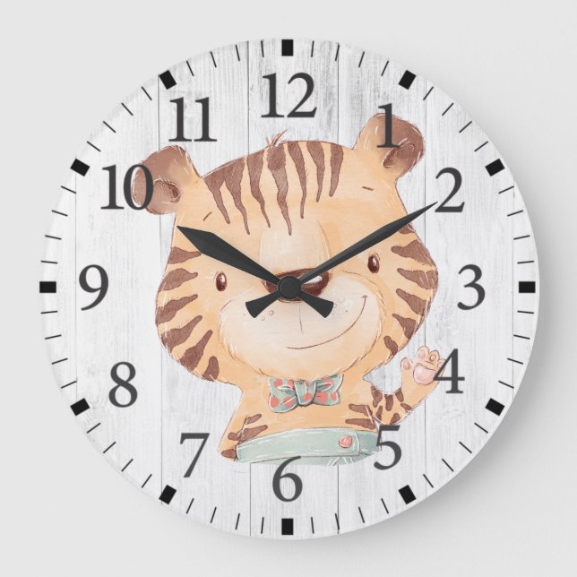 Cute Tiger Cub in Bow Tie Wall Clock (Front)