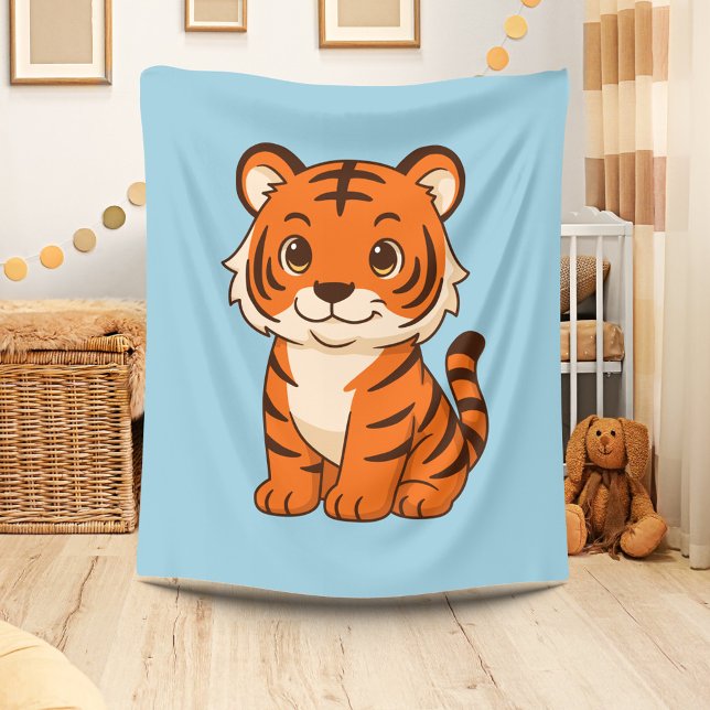 Cute Tiger Cub on Blue Fleece Blanket (Creator Uploaded)