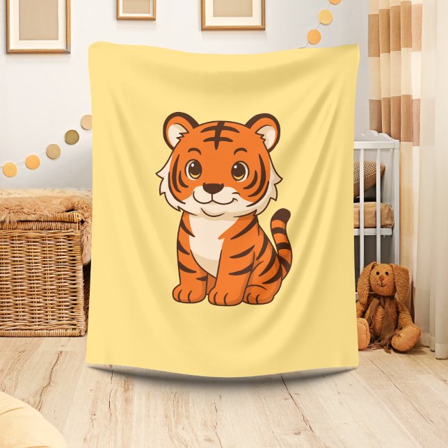 Cute Tiger Cub on Yellow Fleece Blanket (Creator Uploaded)