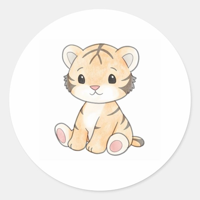 Cute Tiger Cub Sticker Adorable Wildlife Animal  (Front)