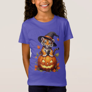 Cute Tiger Cub Wearing Witch Hat T-Shirt