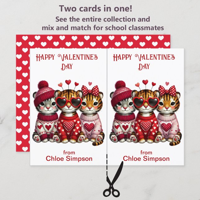 Cute Tiger Cubs Kid's Valentine Classroom Card (Creator Uploaded)