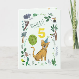 Cute tiger custom age birthday card