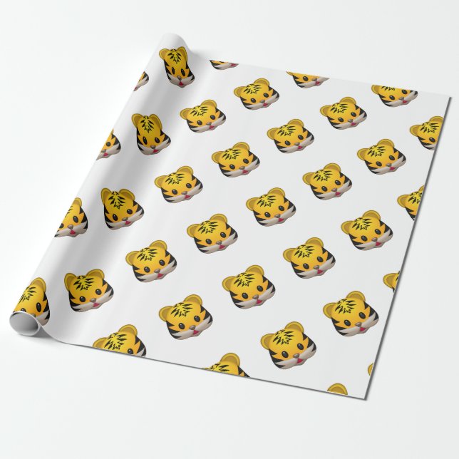 Cute Tiger Emoji Wrapping Paper (Unrolled)