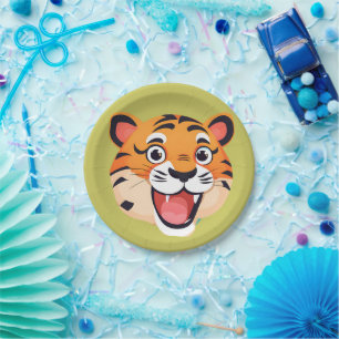 Cute tiger Face safari Wild jungle Birthday Party Paper Plate