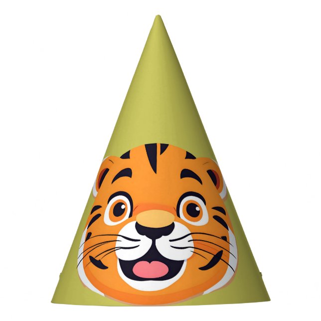 Cute tiger Face safari Wild jungle Birthday Party  Party Hat (Front)